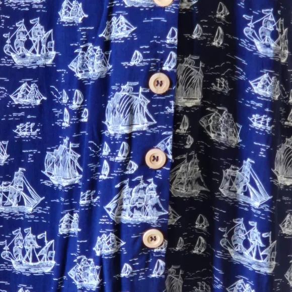 New Joanie v neck midi dress size 10 ship print navy & white - Picture 5 of 14